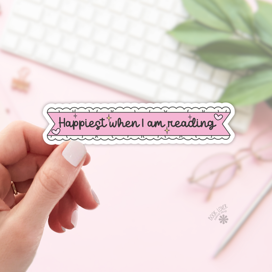 Happiest When I Am Reading Stickers / Bookish Stickers: 3''