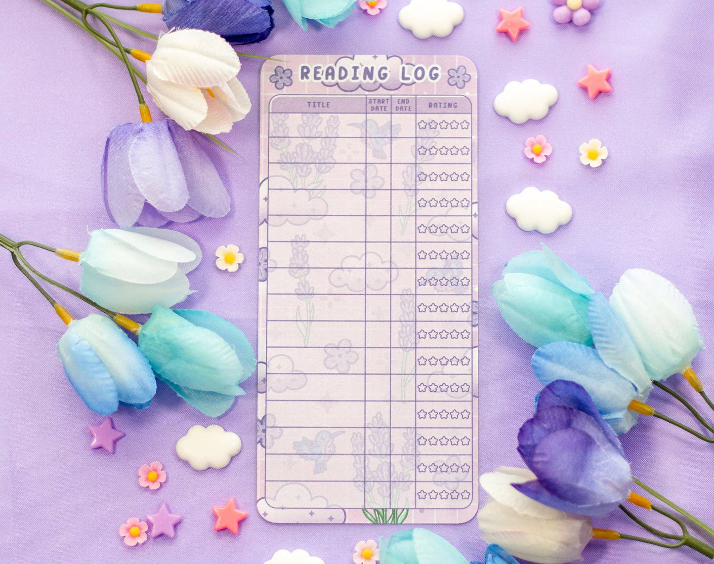 Lavender Dreams Reading Log Bookmark