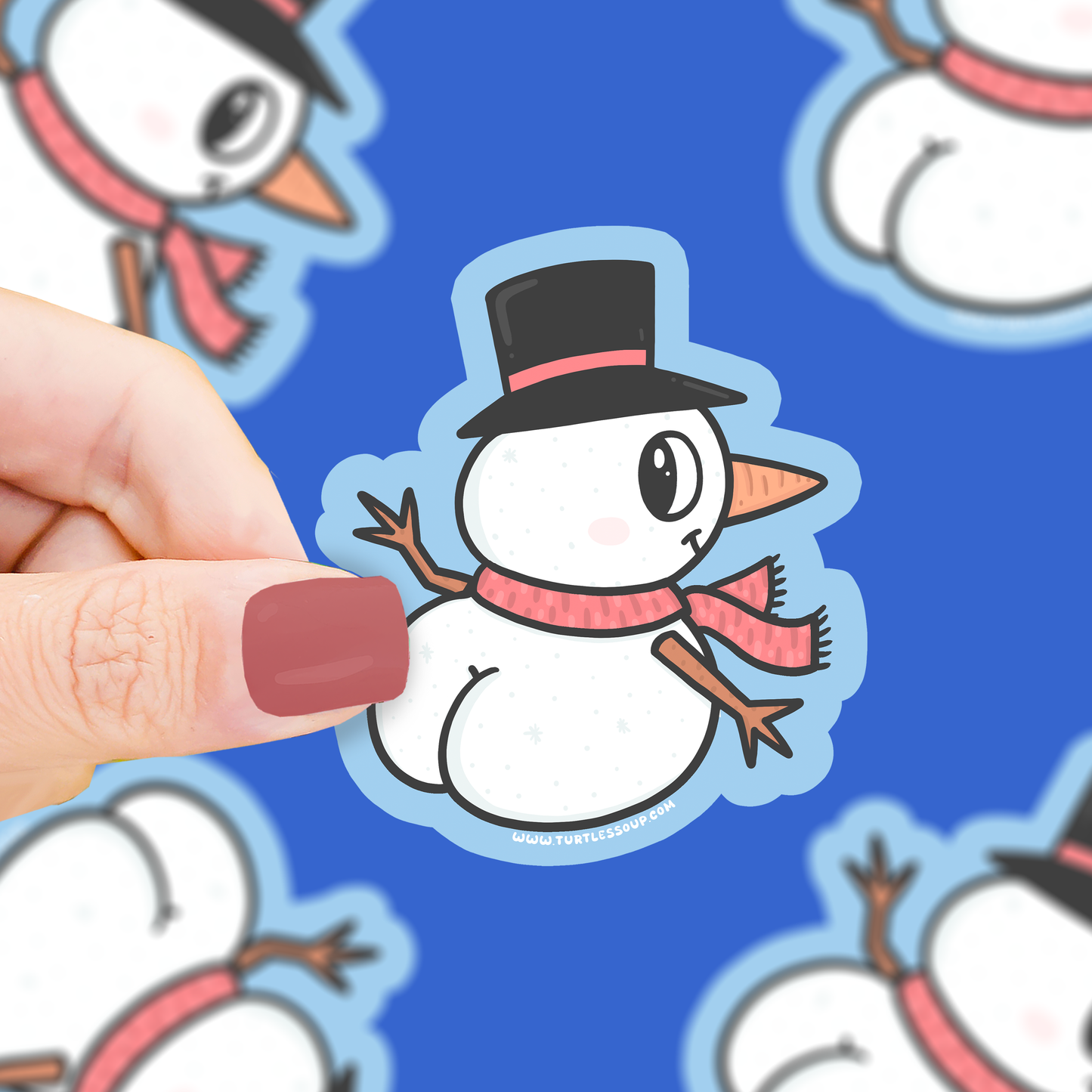 Mooning Snowman Christmas Vinyl Sticker