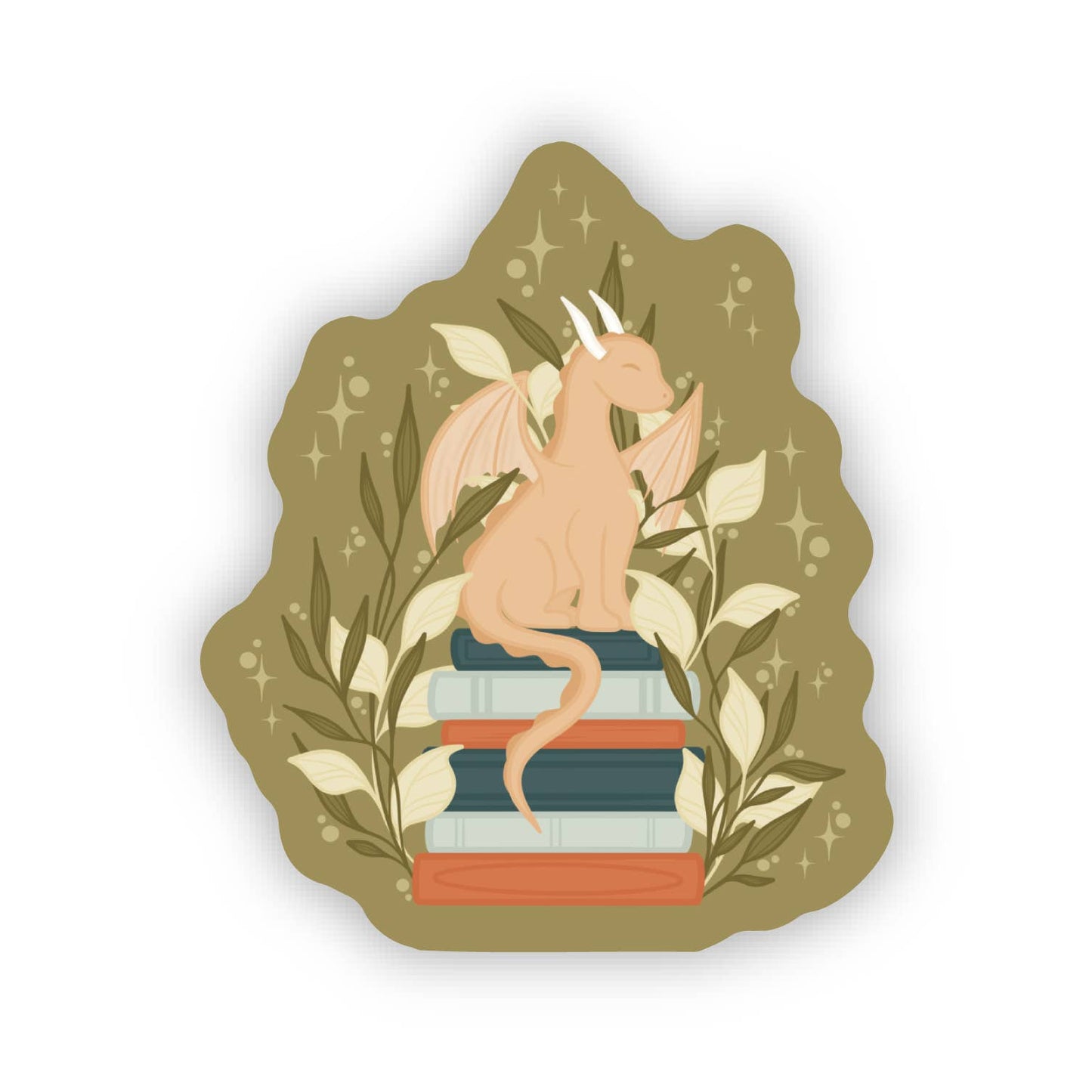 Littlest Book Dragon Bookstack Waterproof Vinyl Sticker | 3" x2.6"