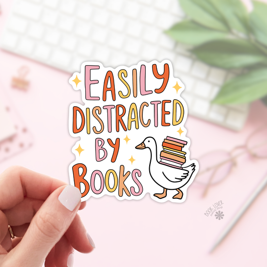 Easily Distracted by Books Stickers / Bookish Stickers : 3''
