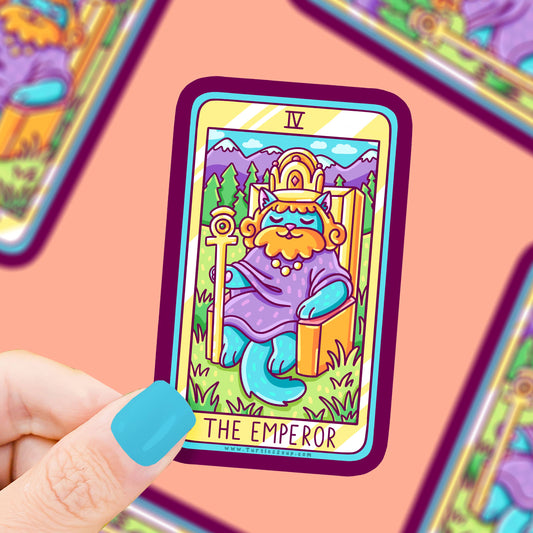 The Emperor Kitty Tarot Card Vinyl Sticker