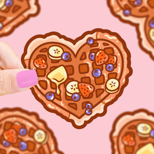 Waffle Heart Breakfast Foods Funny Vinyl Sticker