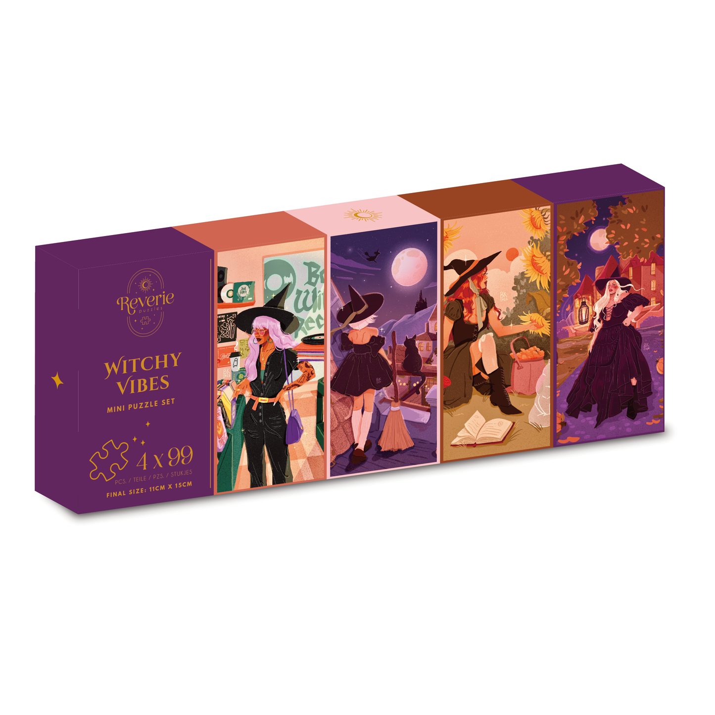 Witchy Vibes 4 x 99 Piece Mini Puzzle Set