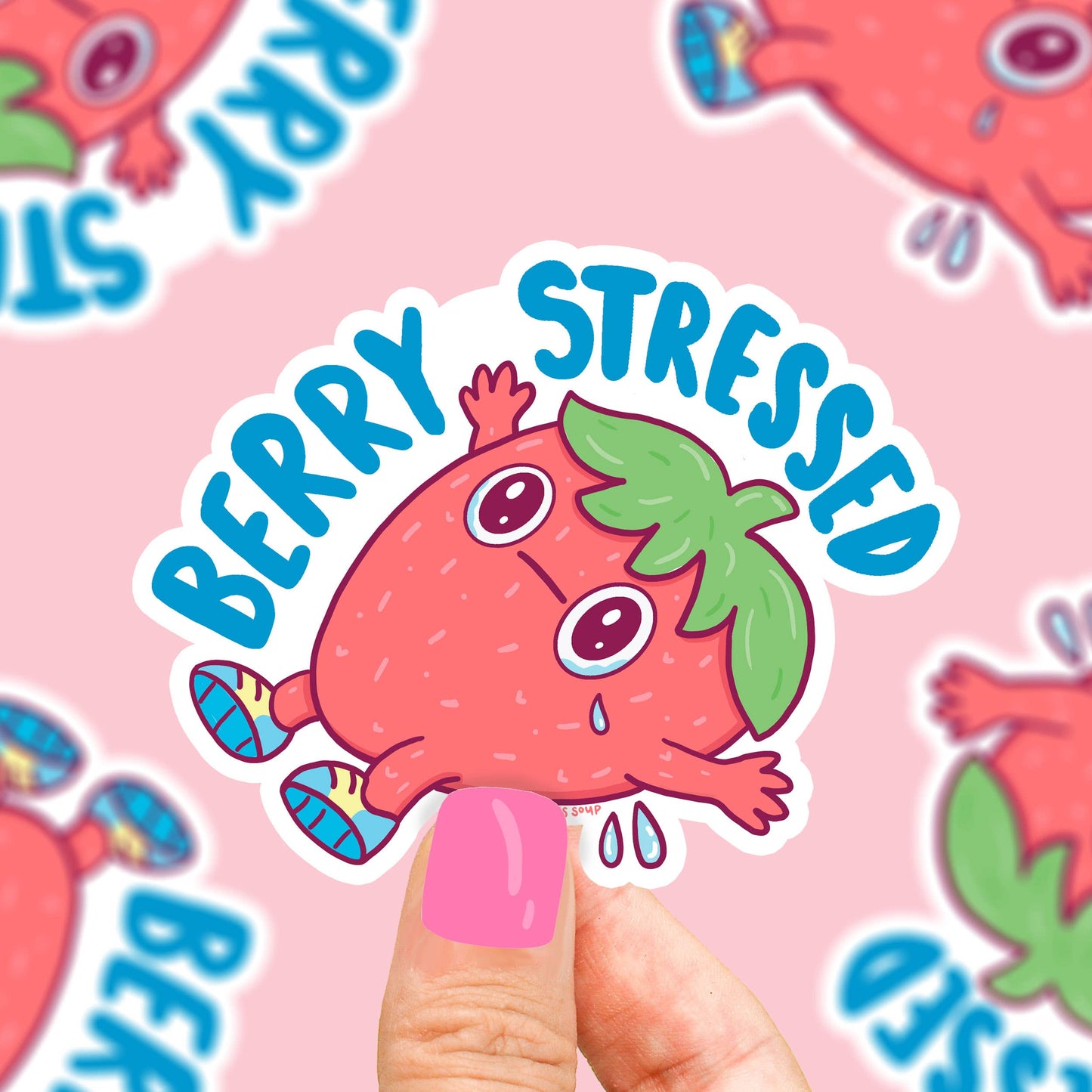 Berry Stressed  Strawberry Vinyl Sticker