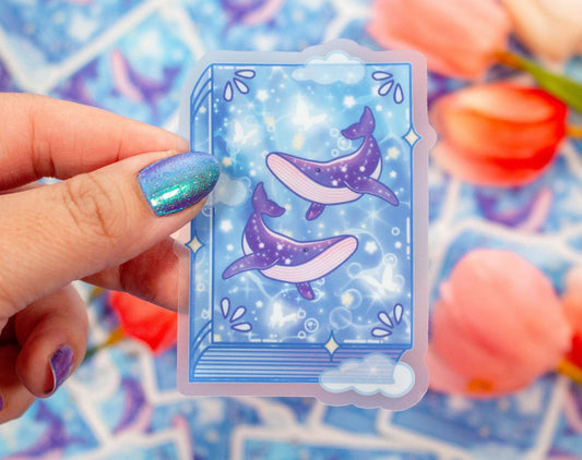 Whale Book Clear Sticker