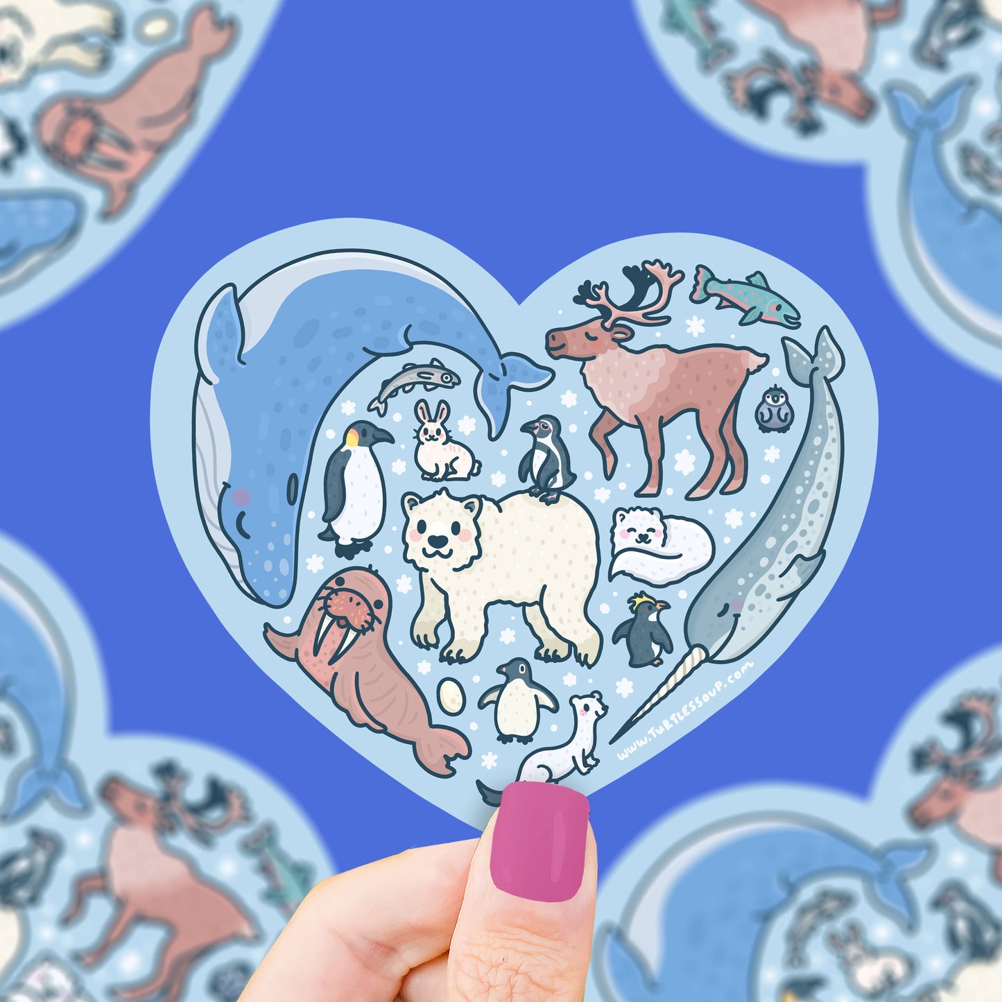 Icy Winter Animal Heart Vinyl Sticker