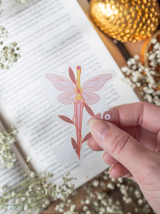 Fantasy Faerie Dagger Bookish Vinyl Waterproof Sticker: Pink