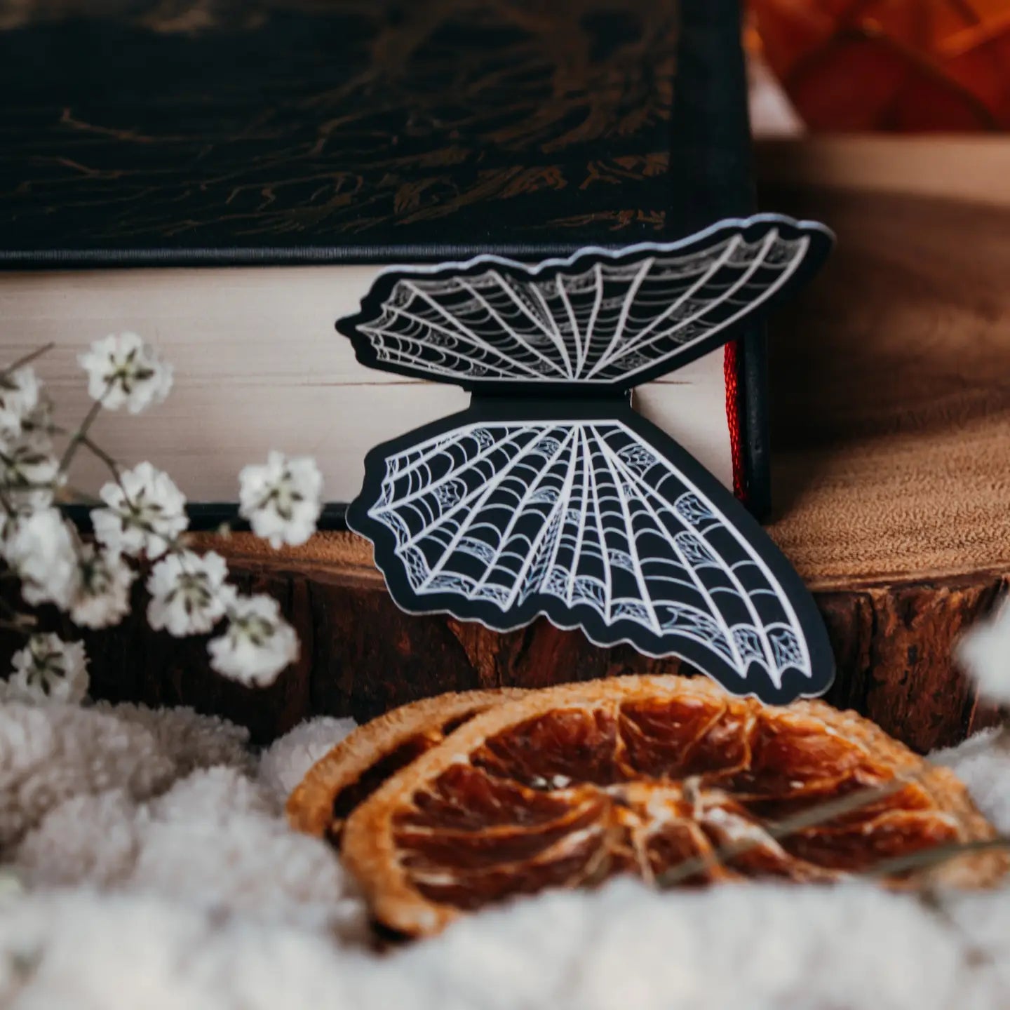 3D Spooky Spiderweb Butterfly Wings Bookmark | Soft Touch